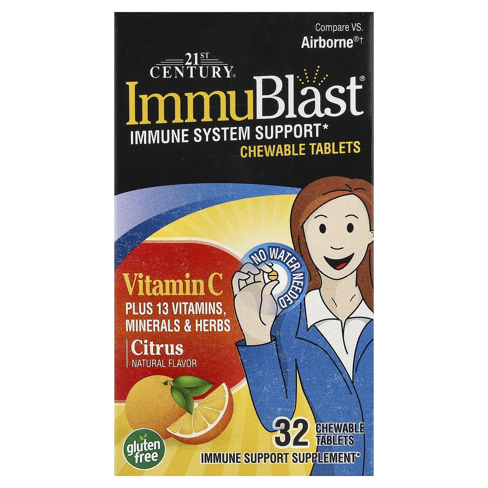 Витамин C 21st Century ImmuBlast®, оттенок Citrus, 32 жевательных таблеток — фото 6