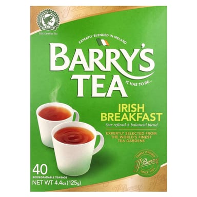 Чай Barry's Tea Irish Breakfast, оттенок 40 Tea Bags, 125 г, чайные пакетики