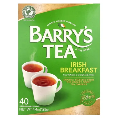 Фото товара: Чай Barry's Tea Irish Breakfast, 40 чайных пакетиков, 125 г, чайные пакетики