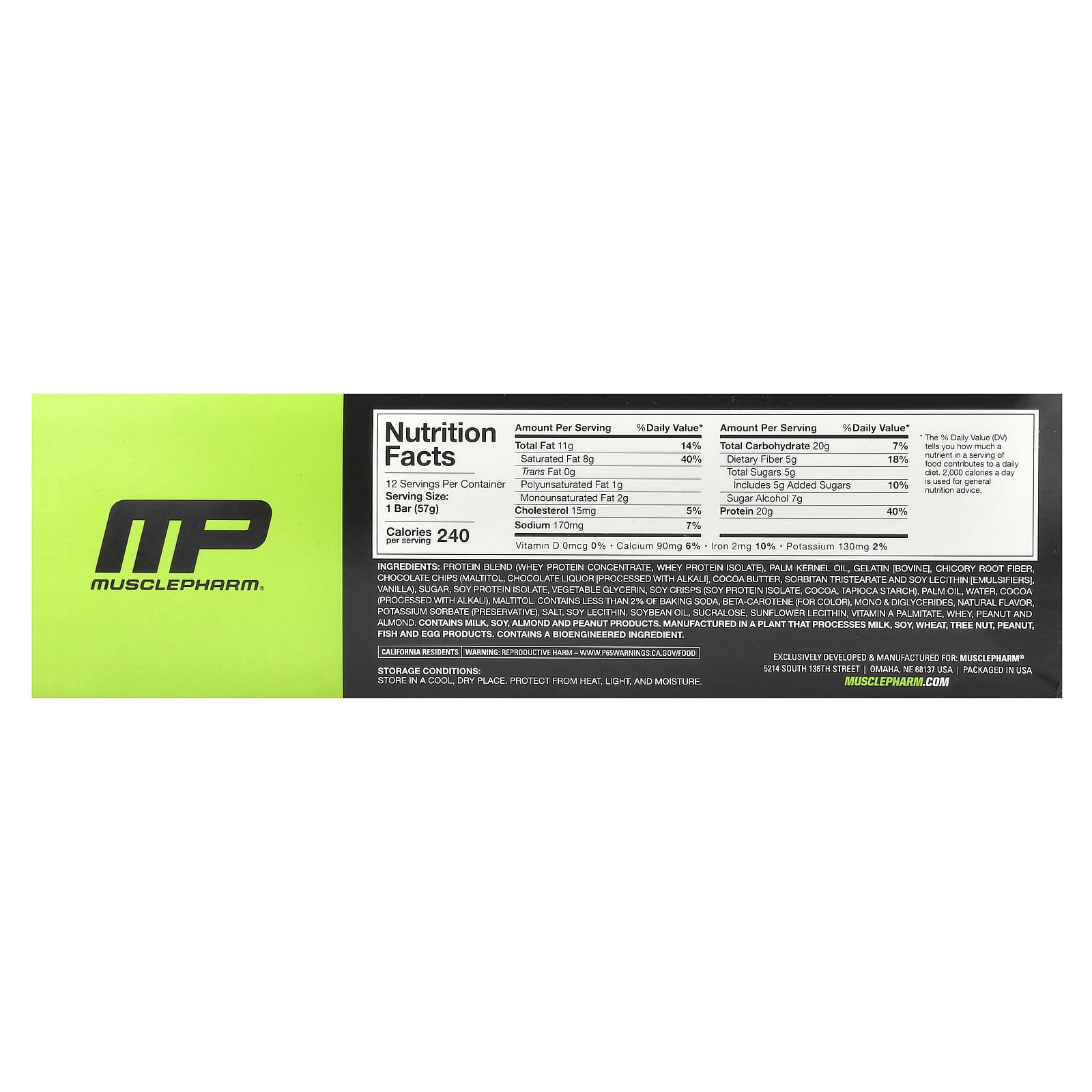 Шоколад MusclePharm Combat Sport Bar™ Chip Cookie Dough, 57 г, 12 шт., батончик