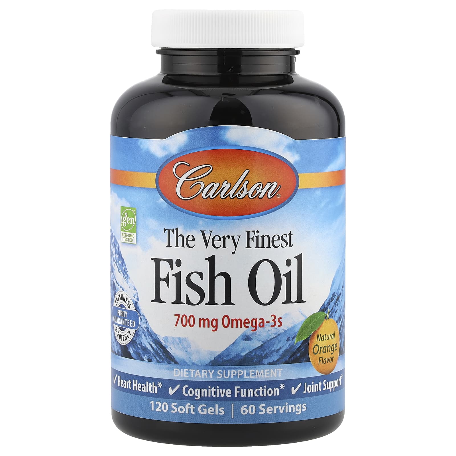 Рыбий жир Carlson The Very Finest, вкус Natural Orange, 120 мягких капсул