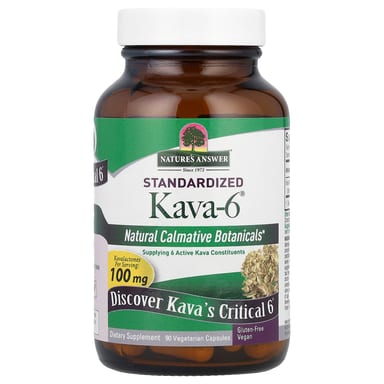 Кава 6 Nature's Answer, 365 мг, 90 вегетарианских капсул
