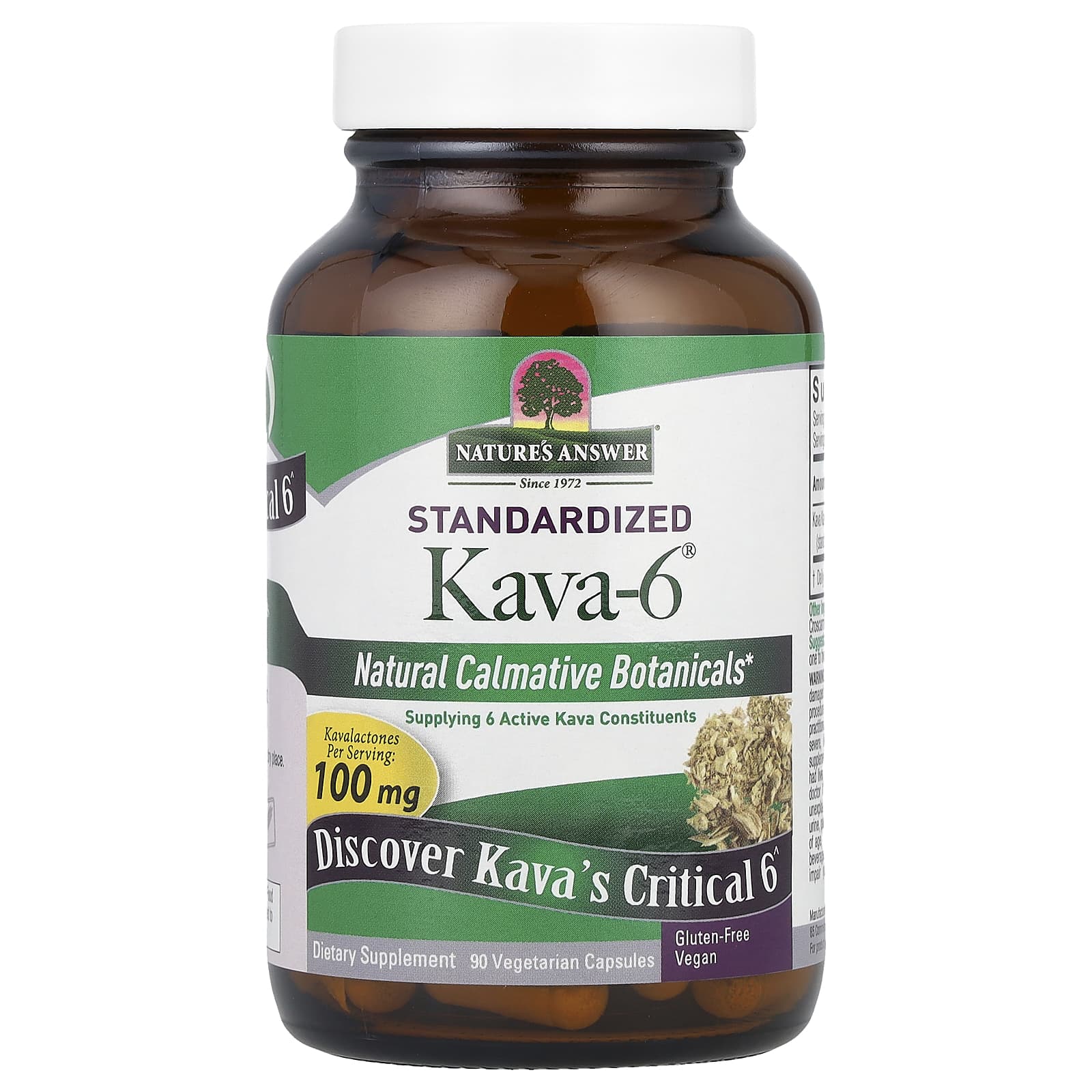 Кава 6 Nature's Answer, 365 мг, 90 вегетарианских капсул