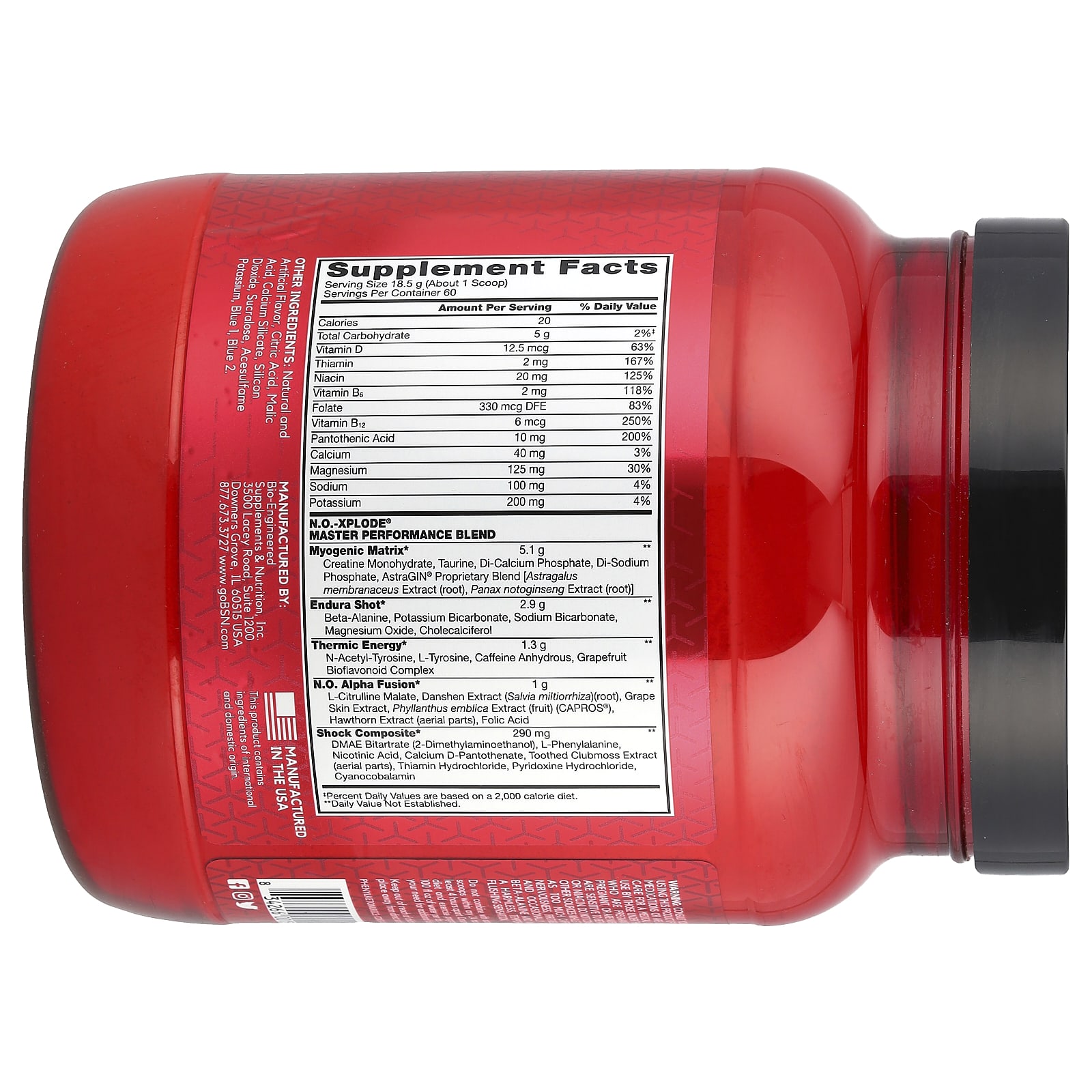 Предтренировочный комплекс BSN N.O.-XPLODE® Legendary Pre-Workout Blue Raz, 1.11 кг — фото 2