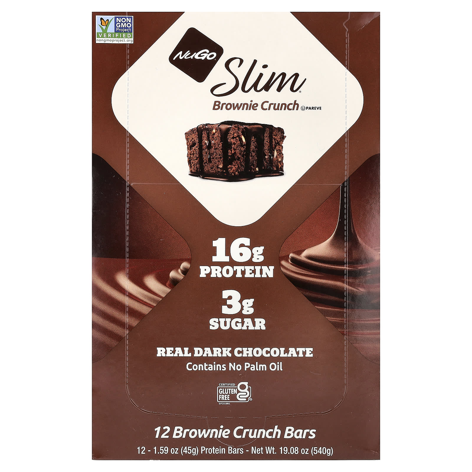 Протеиновый батончик NuGo Nutrition Slim® Brownie Crunch, 45 г, 12 шт. — фото 2