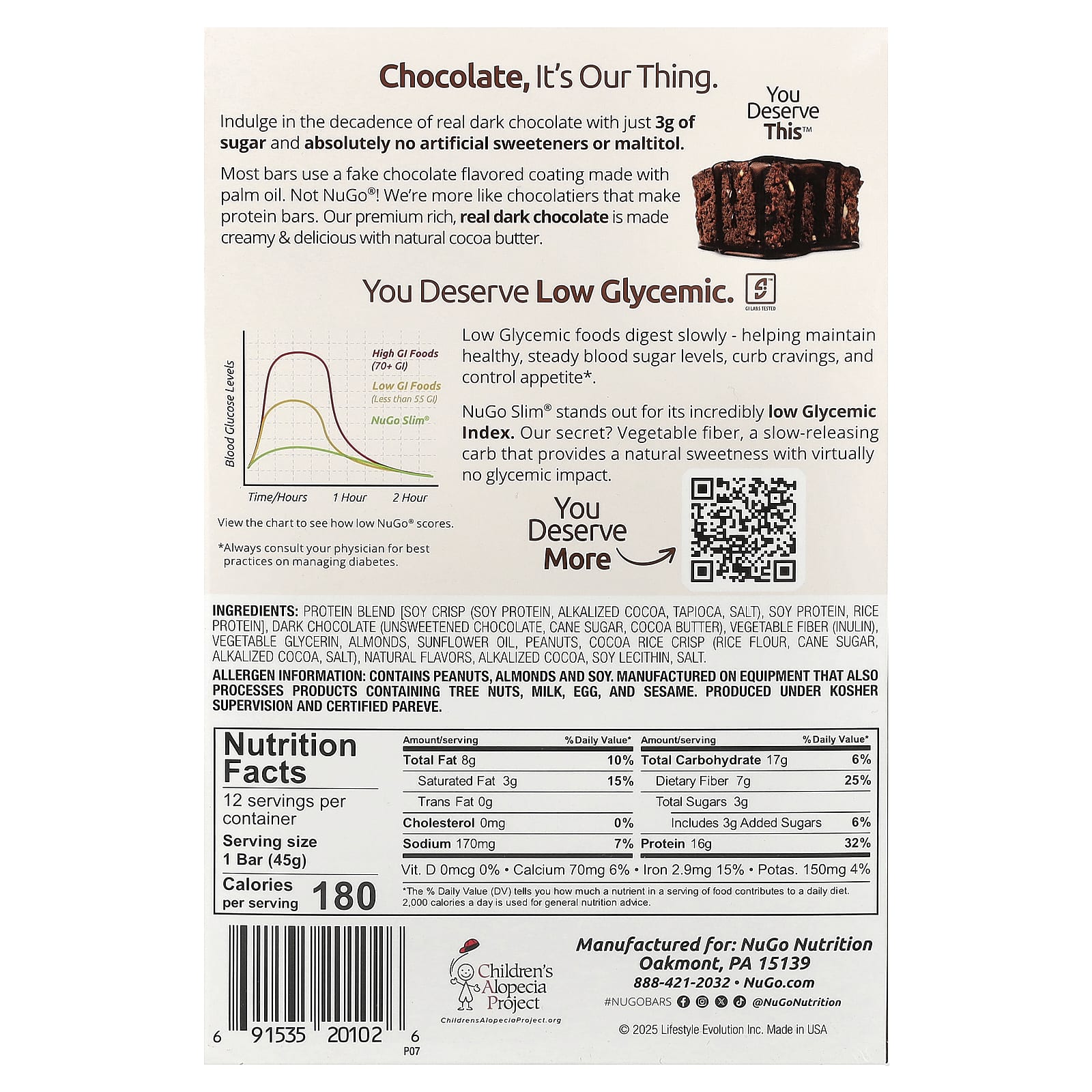 Протеиновый батончик NuGo Nutrition Slim® Brownie Crunch, 45 г, 12 шт. — фото 3