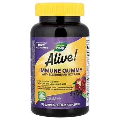 Бузина Nature's Way Alive!® Immune Gummy with Extract Grape & Cherry, 90 жевательных пастилок