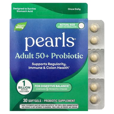 Пробиотик Nature's Way Pearls® Adult 50+ 1 Billion CFU, 30 мягких капсул