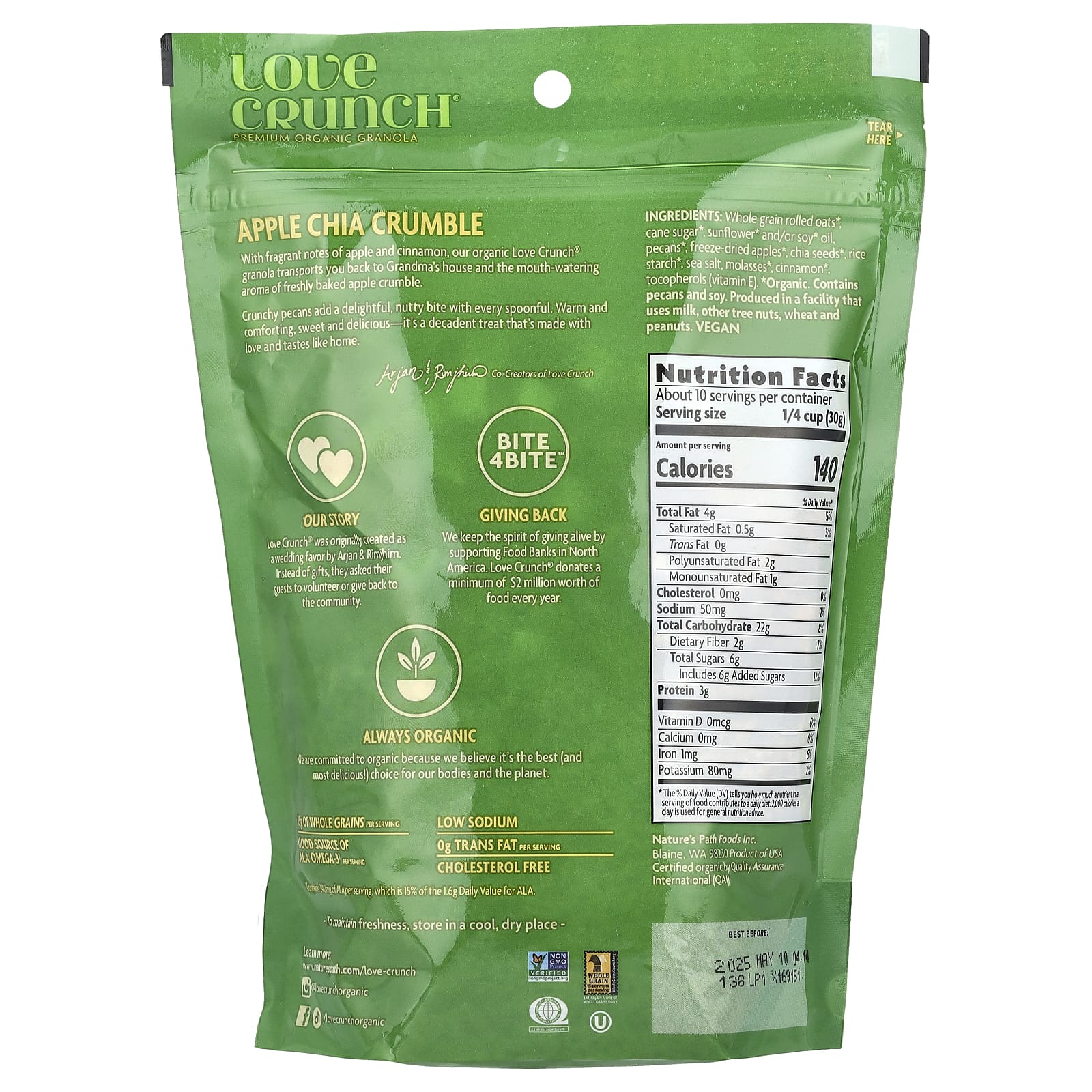 Гранола Nature's Path Love Crunch® Premium Organic Apple Chia Crumble, 325 г — фото 2