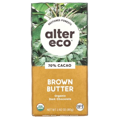 Темный шоколад Alter Eco Organic Brown Butter 70% Cacao, 80 г