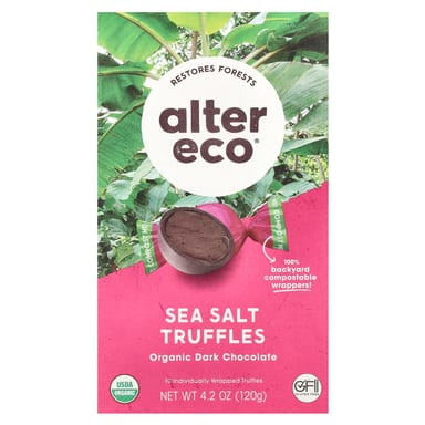 Темный шоколад Alter Eco Organic Truffles Sea Salt 10 Individually Wrapped Truffles, 120 г