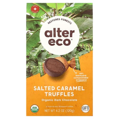 Темный шоколад Alter Eco Organic Salted Caramel Truffles 10 Individually Wrapped Truffles, вкус Dark Chocolate