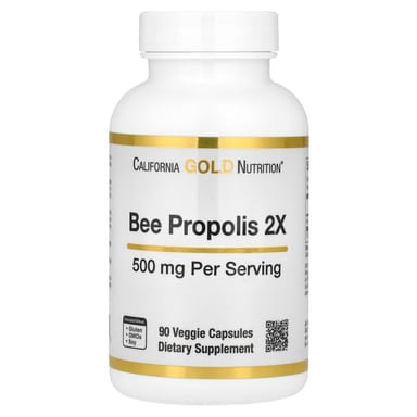 Прополис California Gold Nutrition Bee 2X Concentrated Extract, 500 мг, 90 растительных капсул