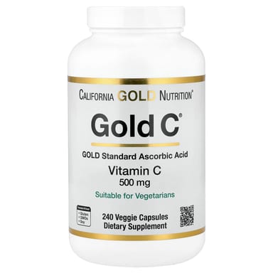 Витамин C California Gold Nutrition Gold C® USP Grade, 500 мг, 240 растительных капсул