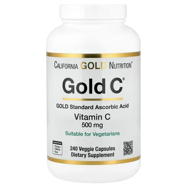 Фото товара: Витамин C California Gold Nutrition Gold C® USP Grade, 500 мг, 240 растительных капсул
