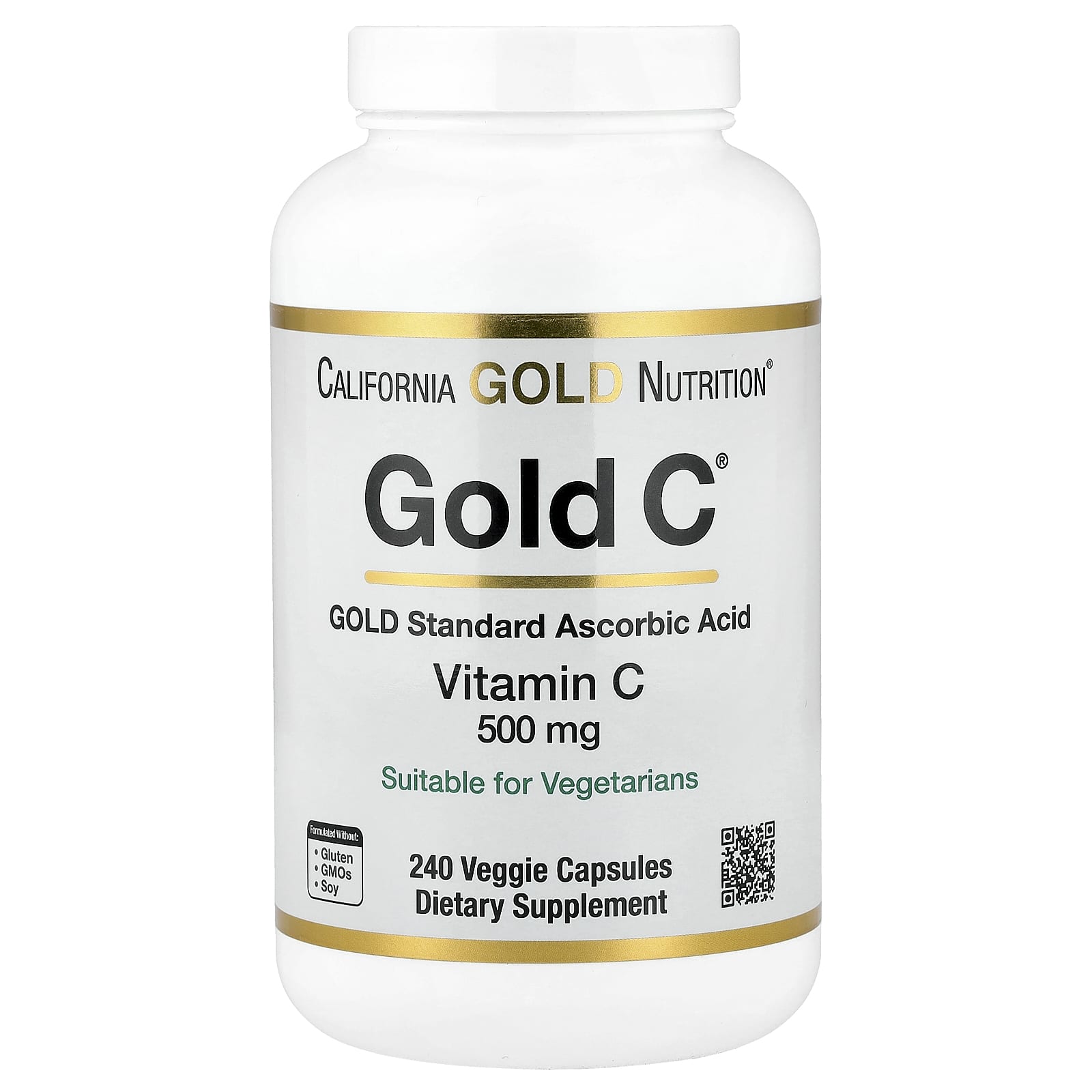 Витамин C California Gold Nutrition Gold C® USP Grade, 500 мг, 240 растительных капсул — фото 4