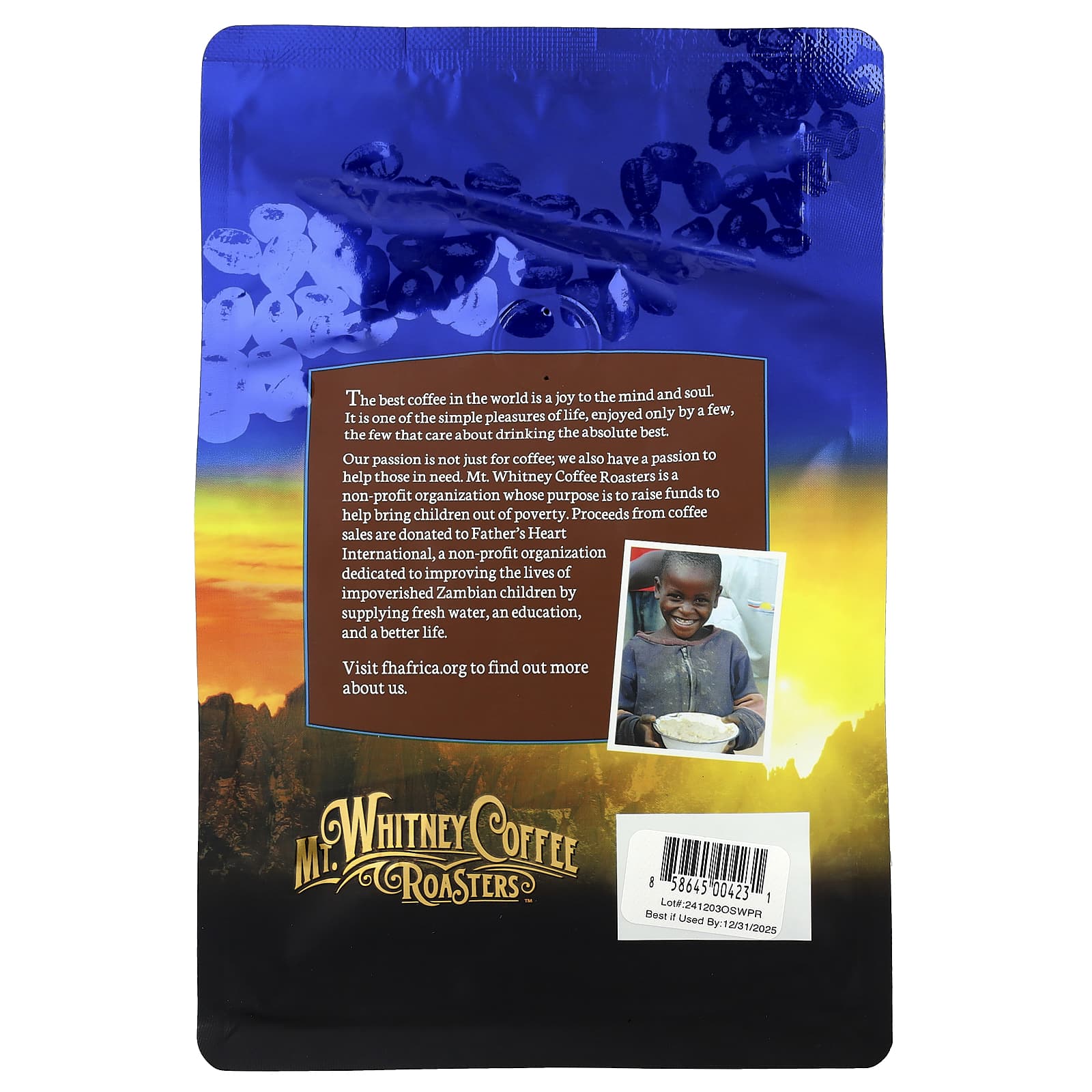 Кофе Mt. Whitney Coffee Roasters, органический Перу, без кофеина, в зернах, средняя обжарка, 340 г — фото 2