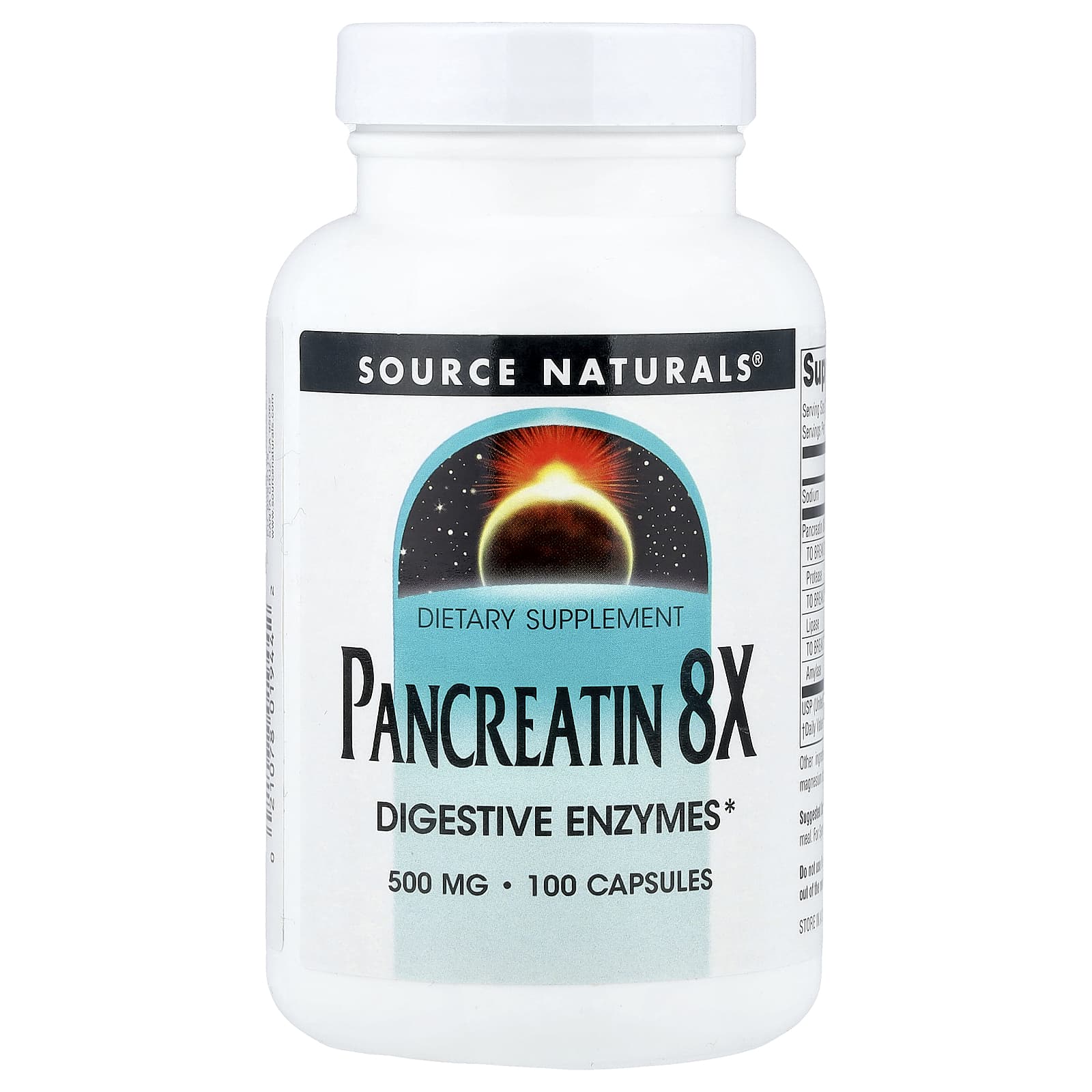 Панкреатин Source Naturals 8X, 100 капсул