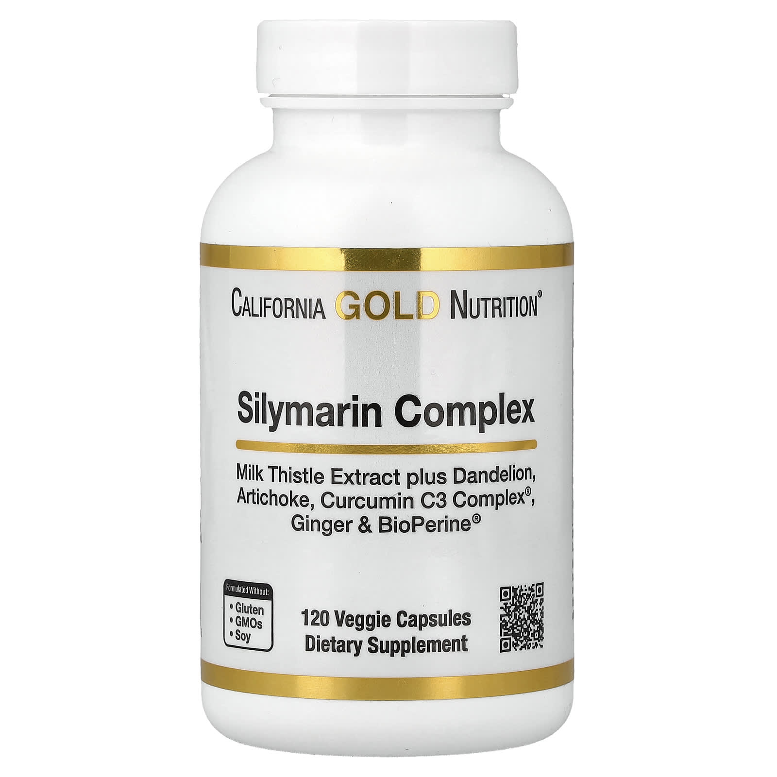 Расторопша California Gold Nutrition Silymarin Complex Extract Plus Dandelion Artichoke Curcumin C3 Complex® and BioPerine®, оттенок Ginger, 120 растительных капсул — фото 2