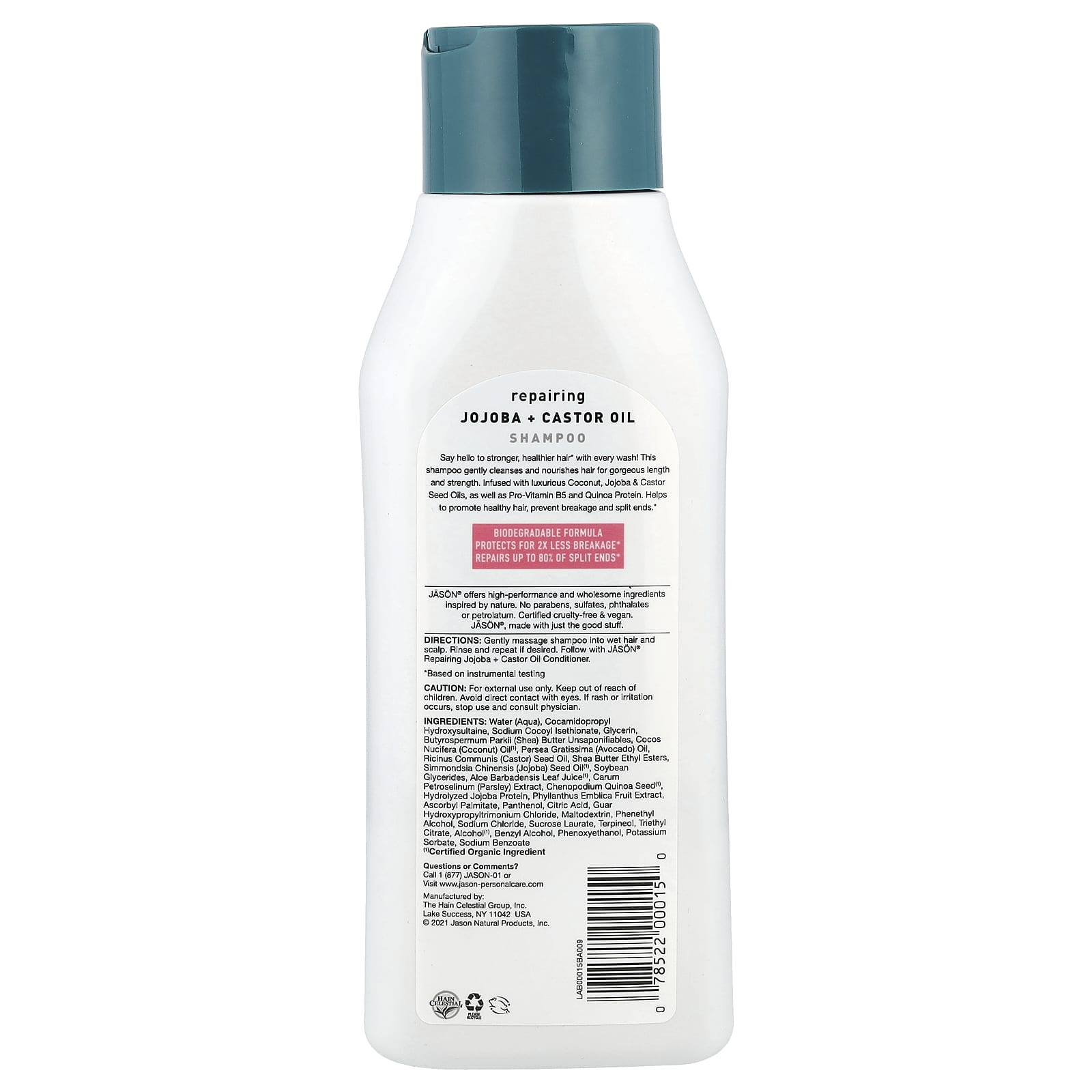 Касторовое масло Jason Natural Shampoo Repairing Jojoba, 473 мл — фото 2
