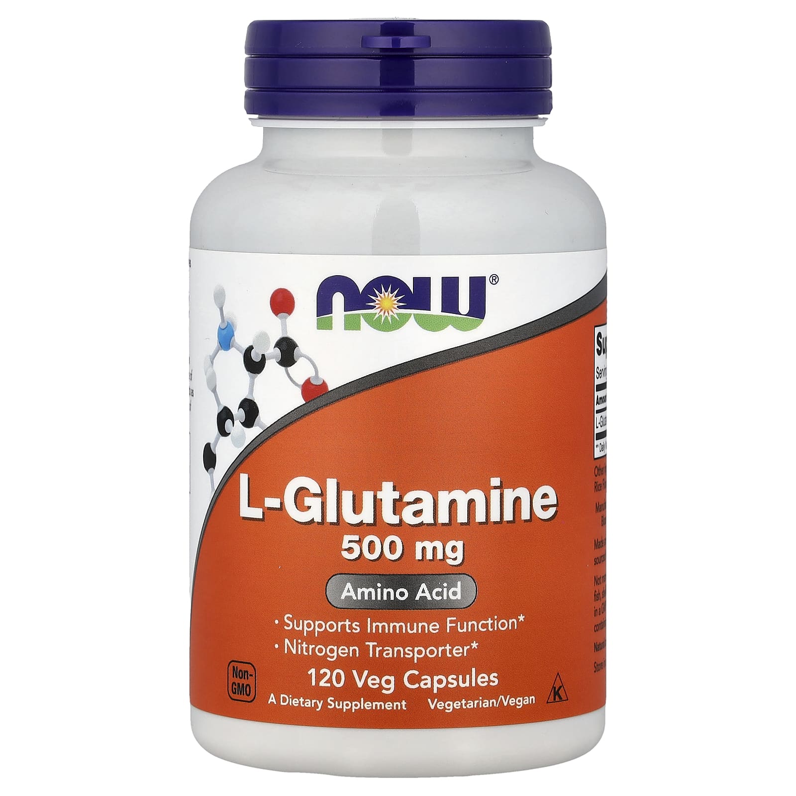 L-глютамин NOW Foods L-Glutamine, 500 мг, 120 растительных капсул