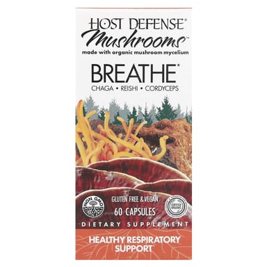 Грибной комплекс Host Defense, оттенок Breathe, 60 капсул
