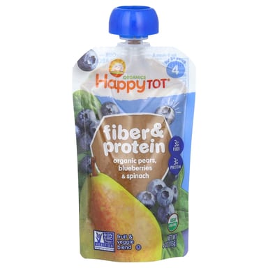Протеин Happy Family Organics Happy Tot® Fiber & For 2+ Years Organic Pears Blueberries & Spinach, 113 г