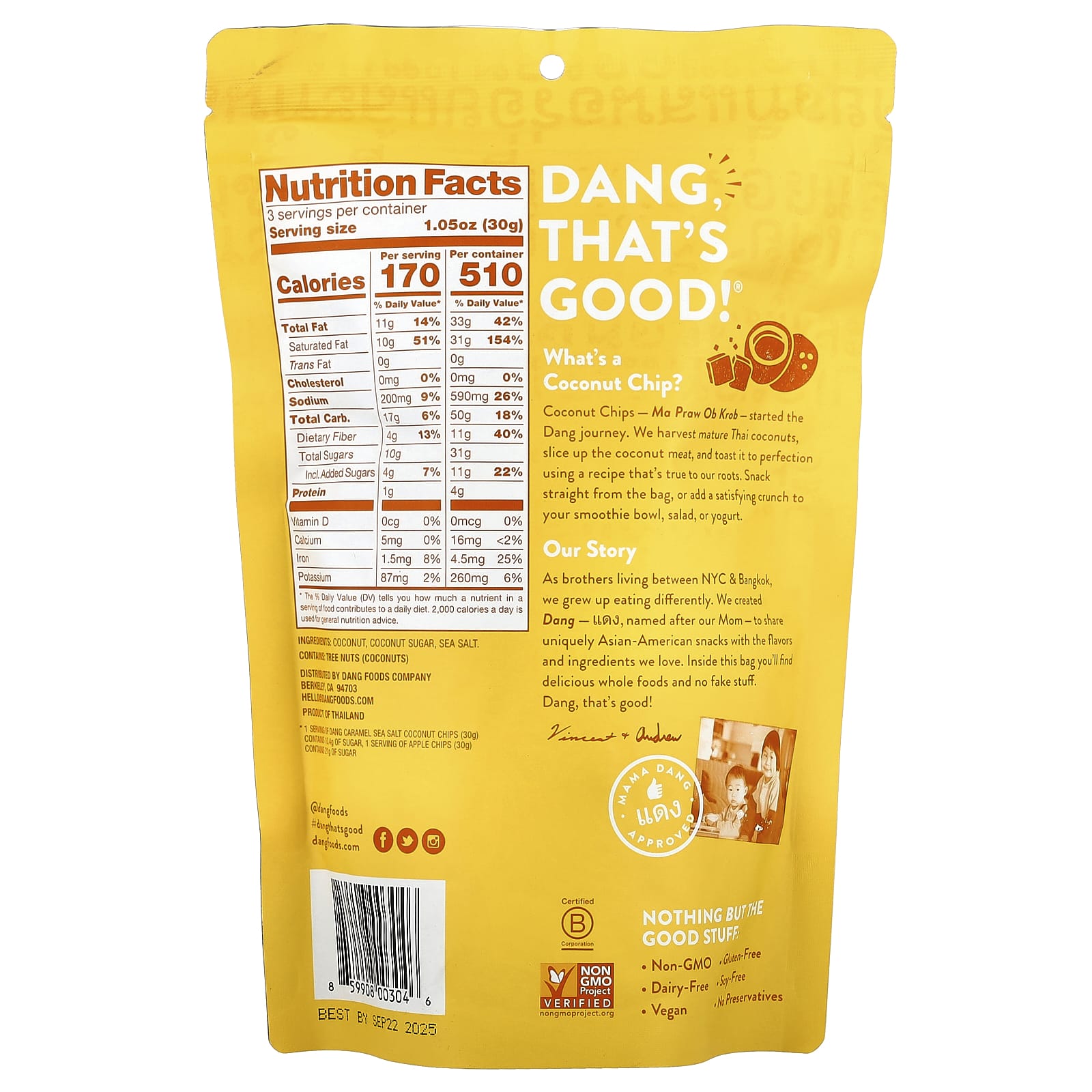 Морская соль Dang Foods Coconut Chips Caramel, 90 г — фото 2