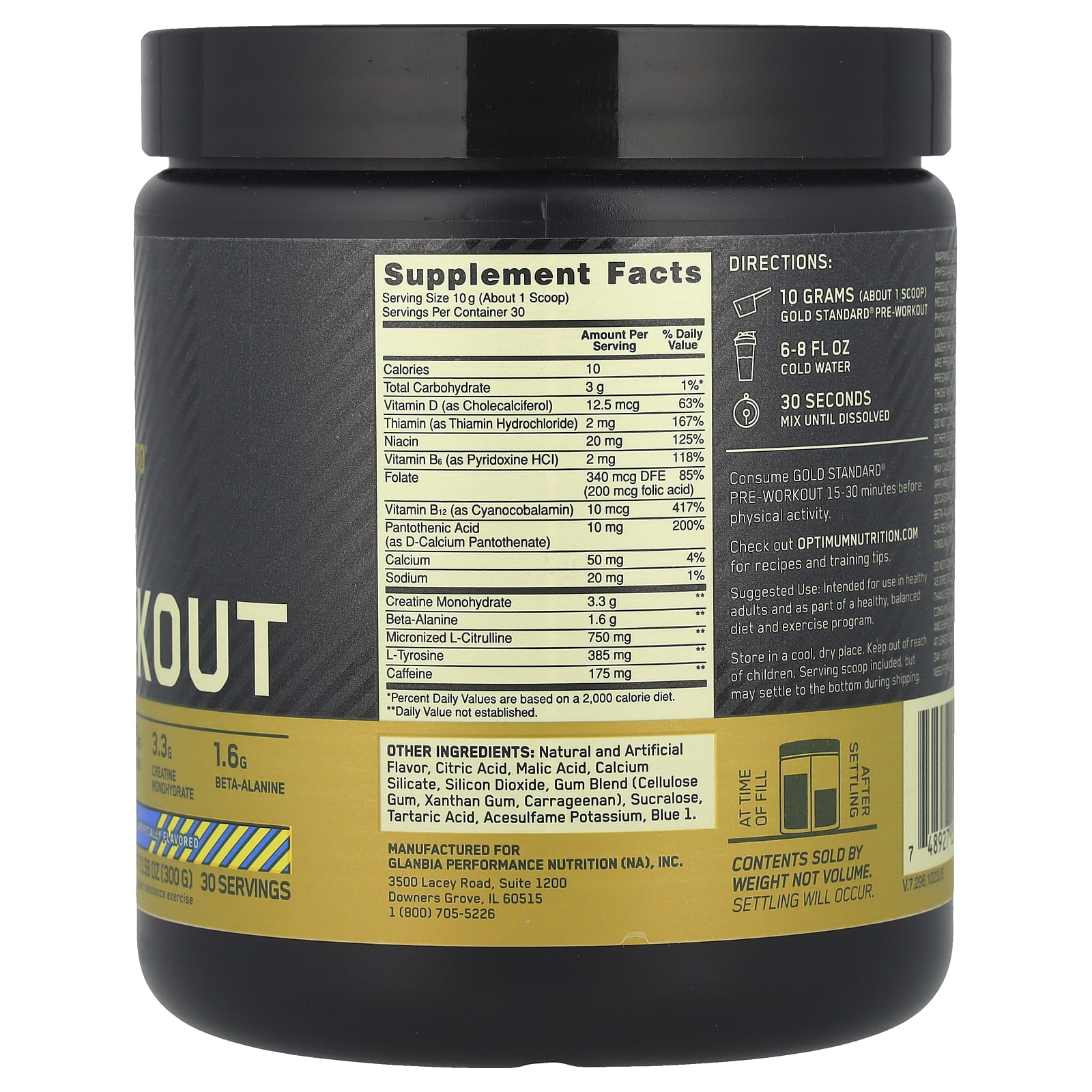 Предтренировочный комплекс Optimum Nutrition Gold Standard® Pre-Workout Blueberry Lemonade, 300 г — фото 2