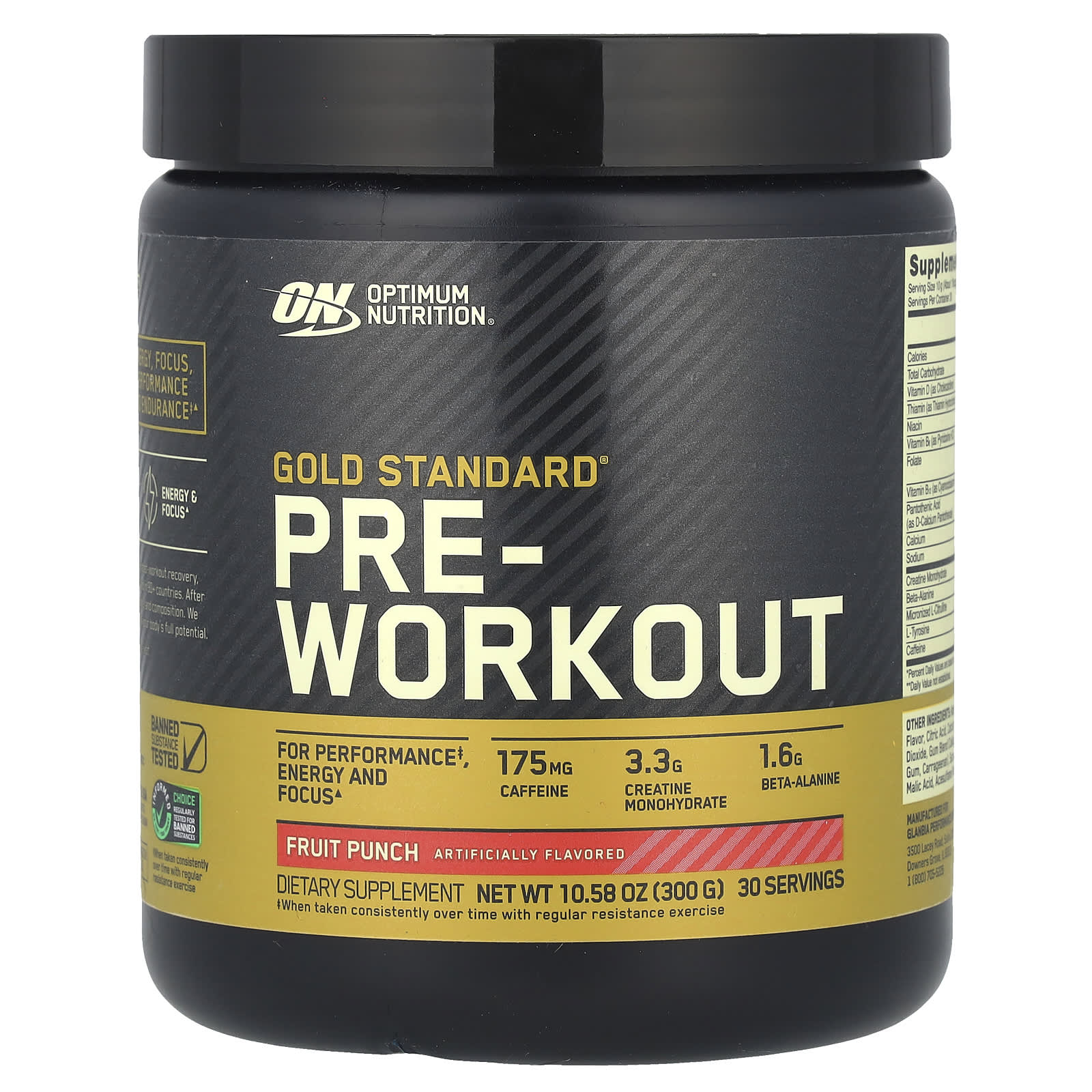 Предтренировочный комплекс Optimum Nutrition Gold Standard® Pre-Workout Fruit Punch, 300 г