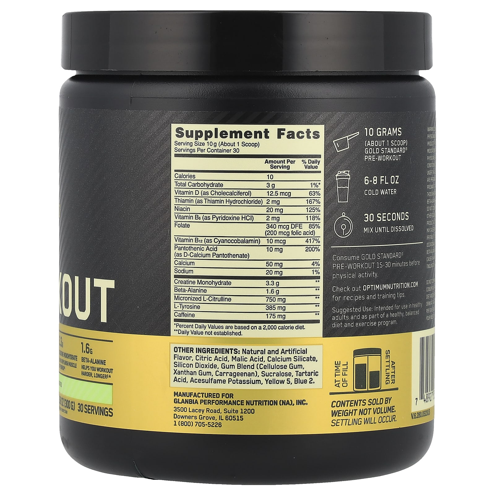 Предтренировочный комплекс Optimum Nutrition Gold Standard® Pre-Workout Green Apple, 300 г — фото 2