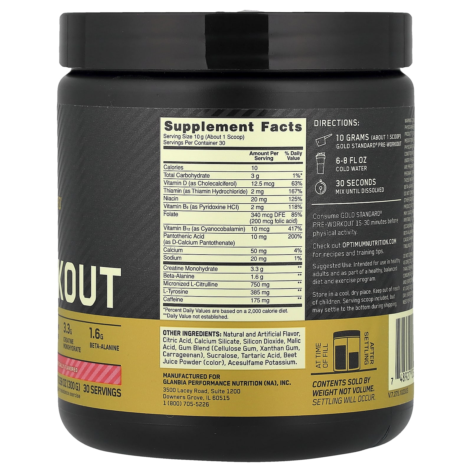 Предтренировочный комплекс Optimum Nutrition Gold Standard® Pre-Workout Watermelon Candy, 300 г — фото 2