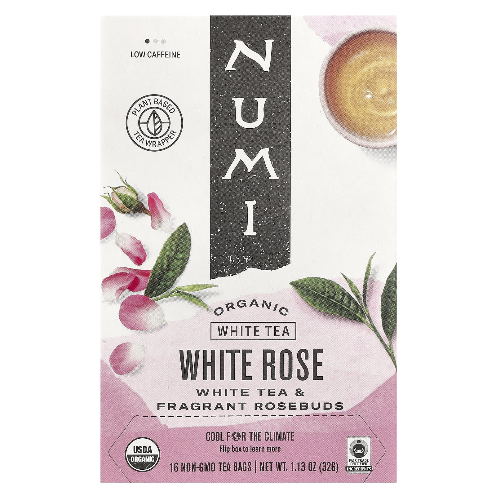 Чай Numi Tea Organic White White Rose, оттенок 16 Non-GMO Tea Bags, 32 г, чайные пакетики — фото 2