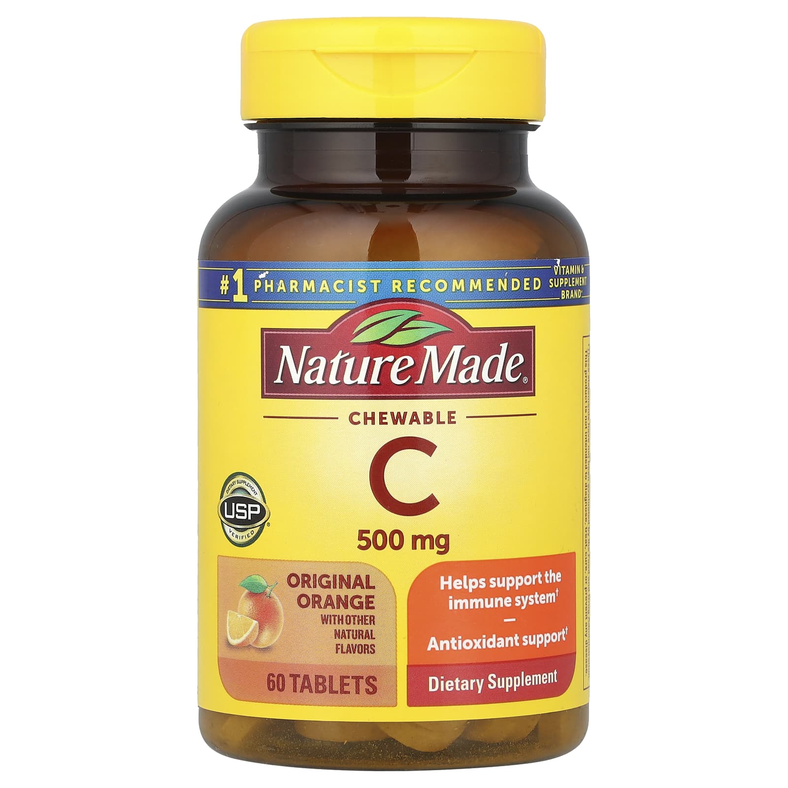 Витамин C Nature Made Chewable Original Orange, 500 мг, 60 таблеток