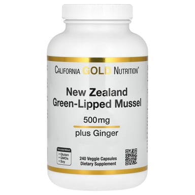 Имбирь California Gold Nutrition New Zealand Green-Lipped Mussel with Extract, 500 мг, 240 растительных капсул