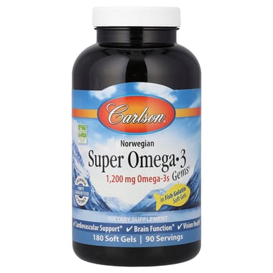 Омега-3 Carlson Norwegian Super Gems®, 180 мягких капсул
