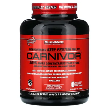 Фото товара: Протеин MuscleMeds Carnivor Bioengineered Beef Isolate Fruit Punch, 669 г