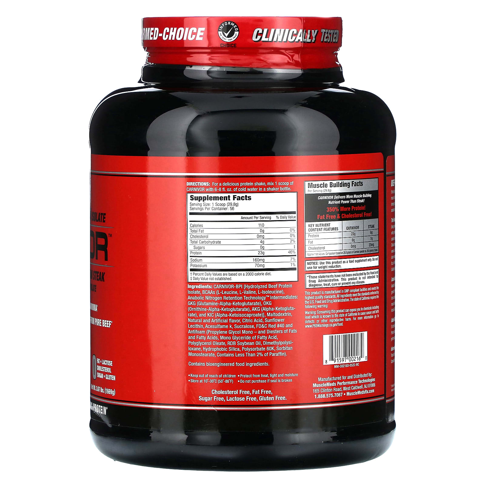 Протеин MuscleMeds Carnivor Bioengineered Beef Isolate Fruit Punch, 669 г — фото 2