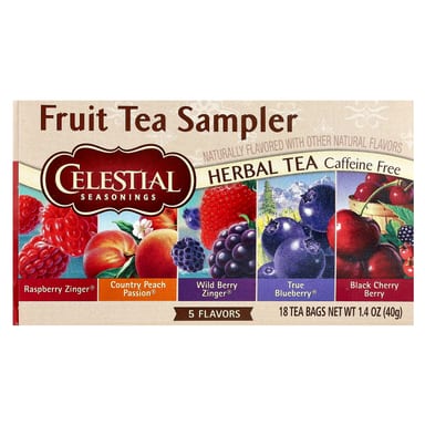 Чай Celestial Seasonings Fruit Sampler 5 Flavors Caffeine Free, оттенок 18 Tea Bags, 40 г, чайные пакетики