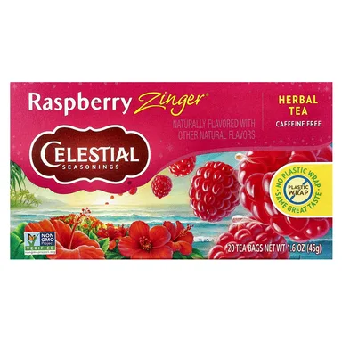 Фото товара: Чай Celestial Seasonings Herbal Raspberry Zinger® Caffeine Free, 20 чайных пакетиков, 45 г, чайные пакетики