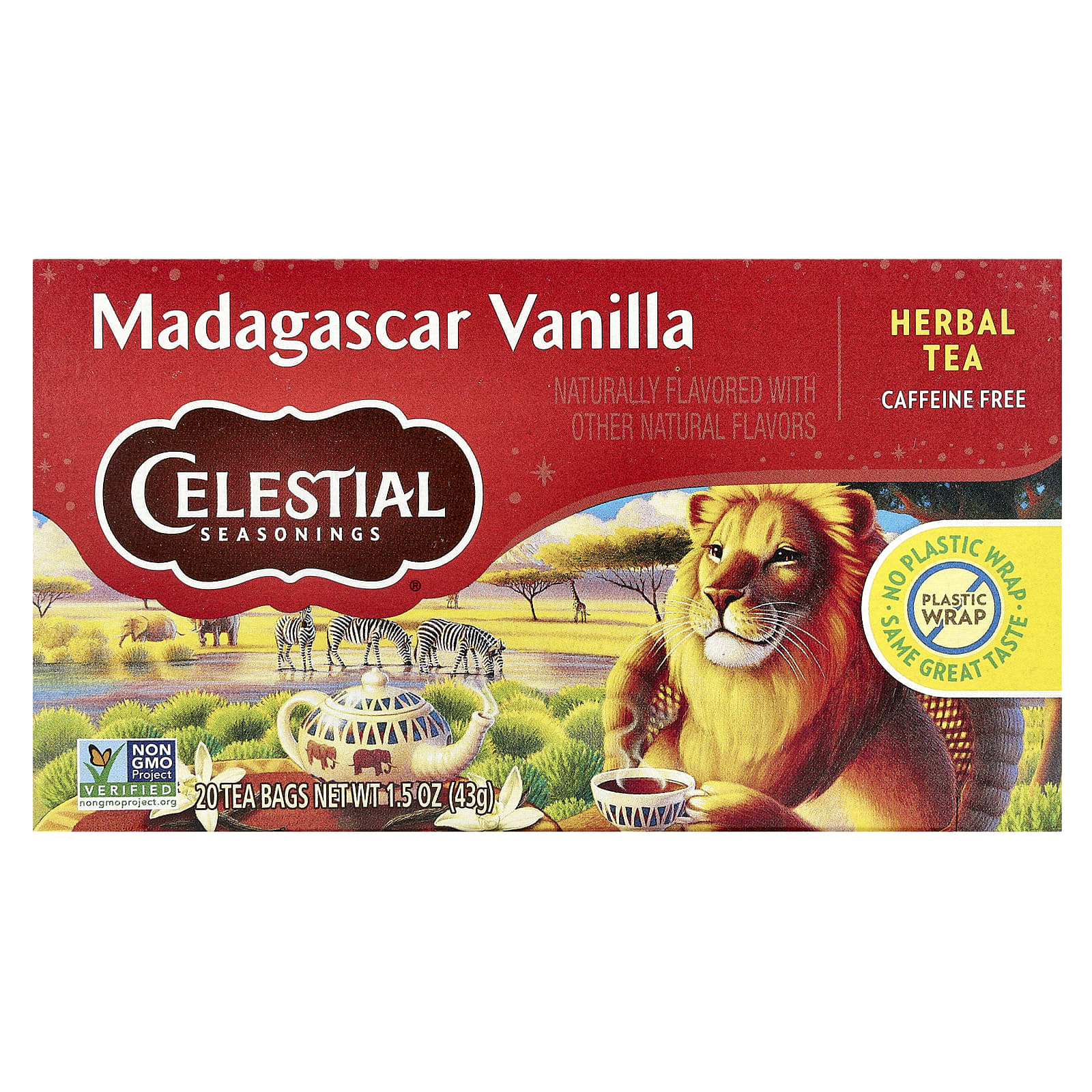 Чай Celestial Seasonings Herbal Madagascar Vanilla Caffeine Free, оттенок 20 Tea Bags, 43 г, чайные пакетики — фото 2