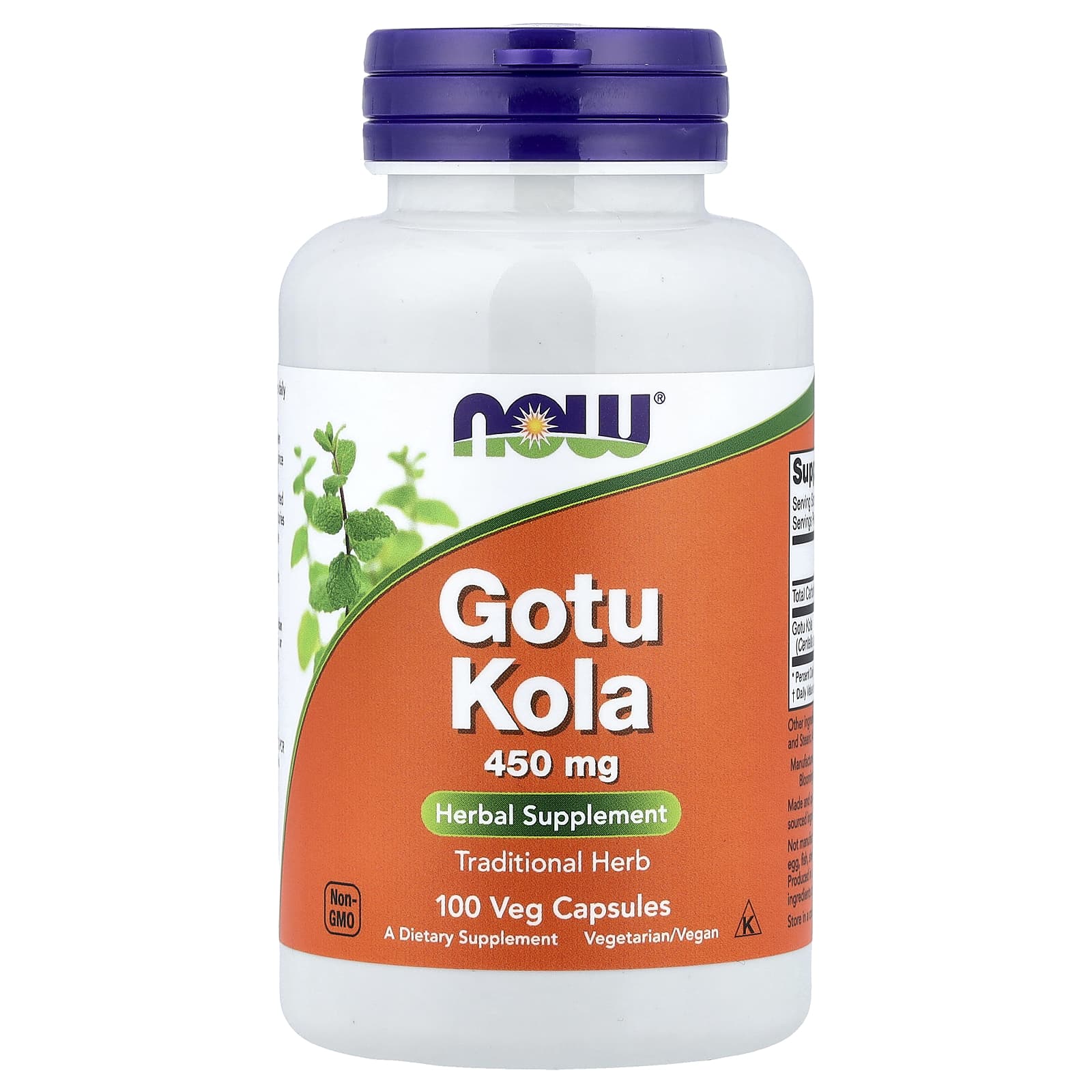 Готу кола NOW Foods Gotu Kola, 450 мг, 100 растительных капсул