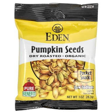 Семена тыквы Eden Foods Pocket Snacks™ Dry Roasted, оттенок 12 Packages, 28.3 г