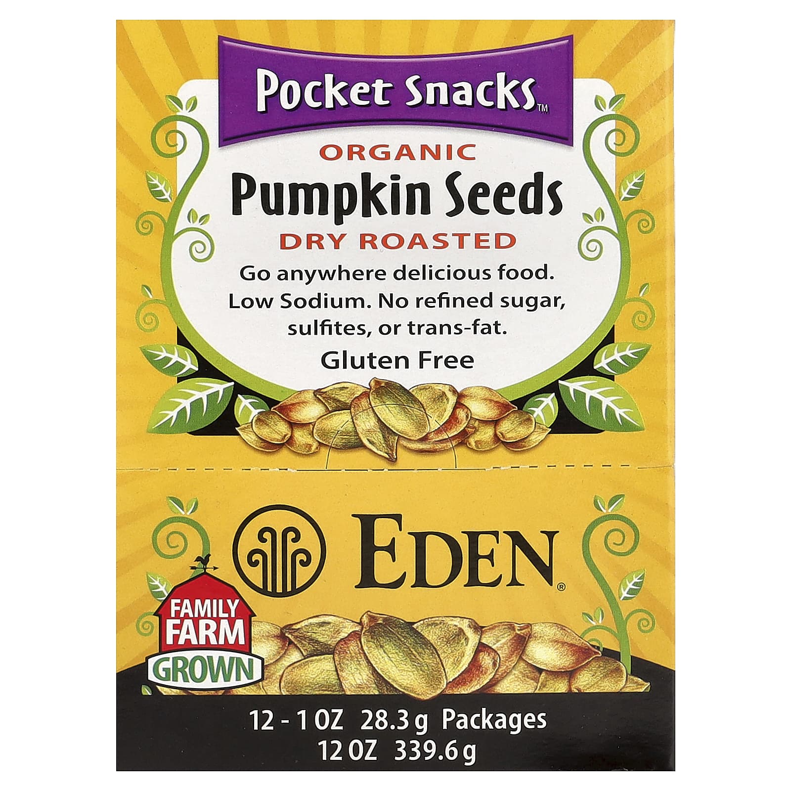 Семена тыквы Eden Foods Pocket Snacks™ Dry Roasted, оттенок 12 Packages, 28.3 г — фото 2