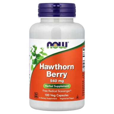 Ягоды боярышника NOW Foods, вкус Hawthorn Berry, 540 мг, 100 растительных капсул