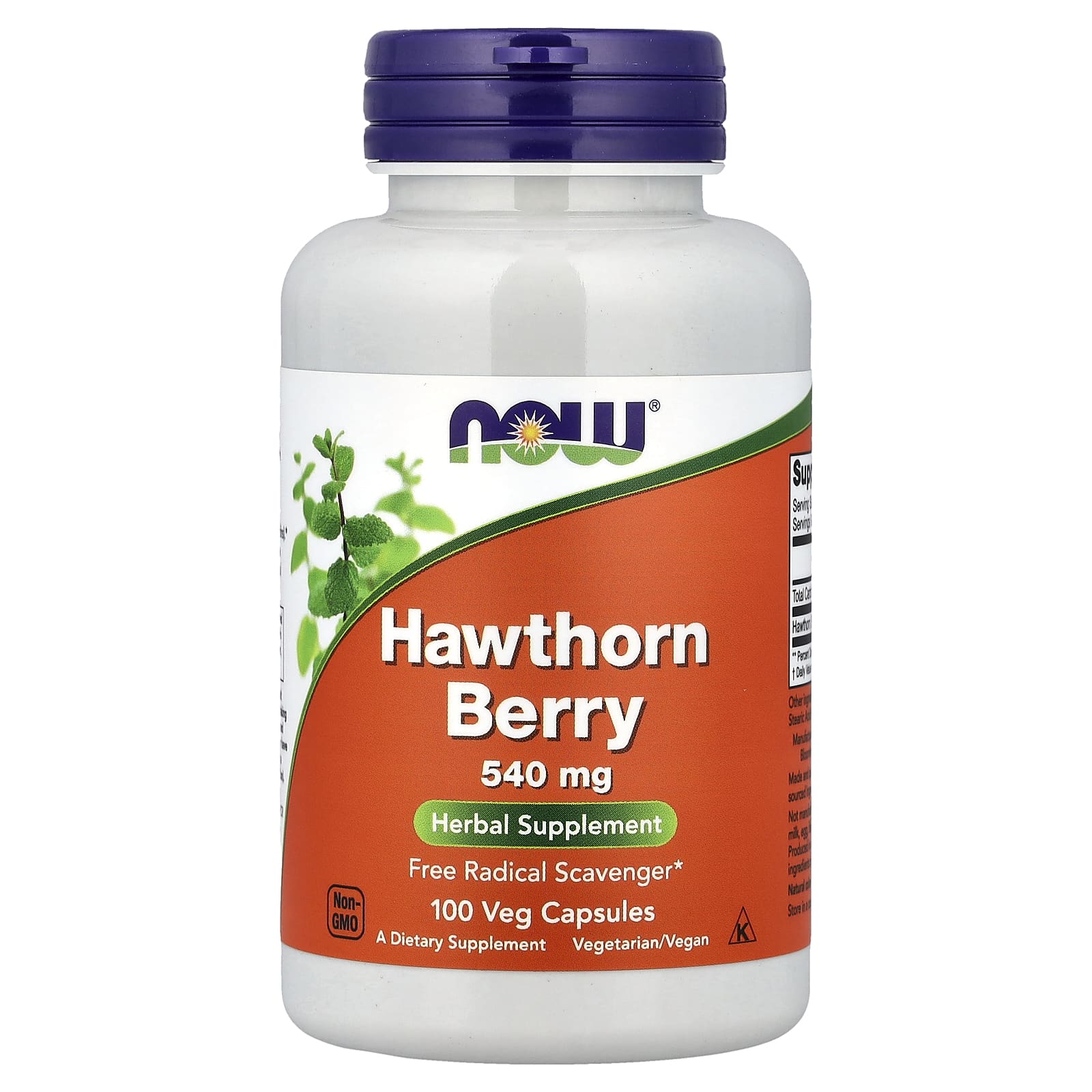 Ягоды боярышника NOW Foods, вкус Hawthorn Berry, 540 мг, 100 растительных капсул