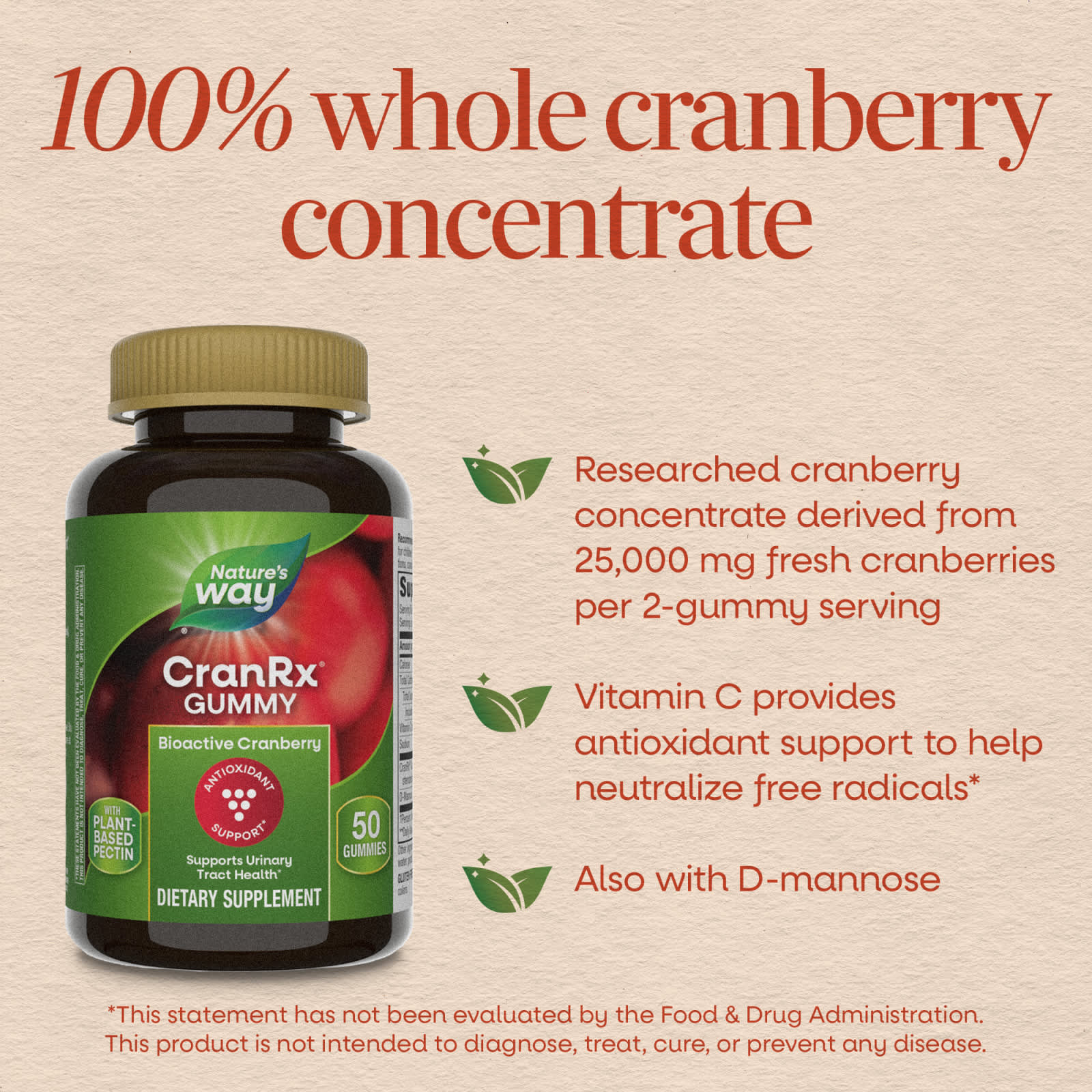 Клюква Nature's Way CranRx® Gummy BioActive, 60 жевательных пастилок — фото 4