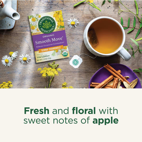 Чай Traditional Medicinals Organic Smooth Move® Senna Chamomile Caffeine Free, оттенок 16 Wrapped Tea Bags, 32 г, чайные пакетики — фото 2