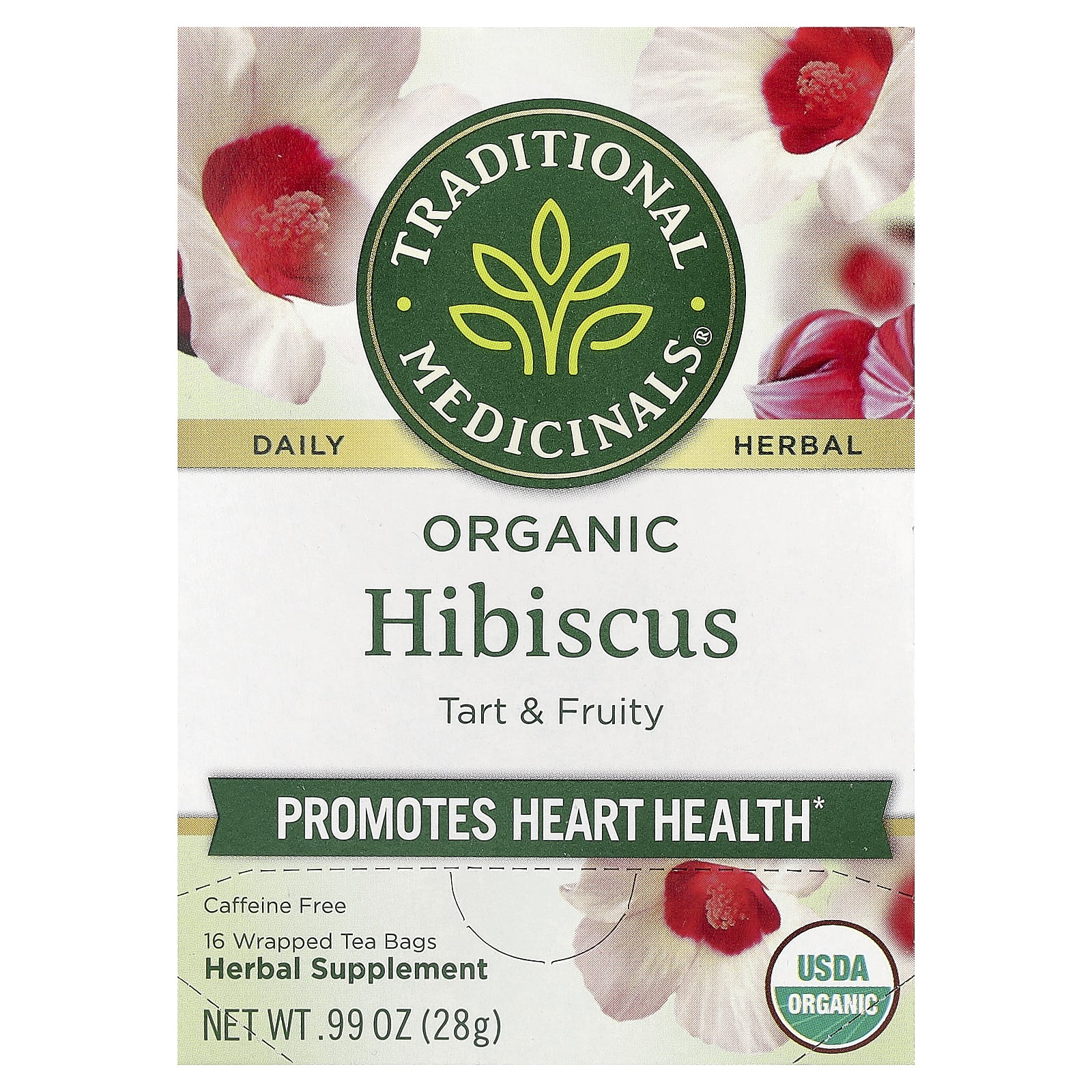 Чай Traditional Medicinals Organic Hibiscus Caffeine Free, оттенок 16 Wrapped Tea Bags, 28 г, чайные пакетики — фото 7