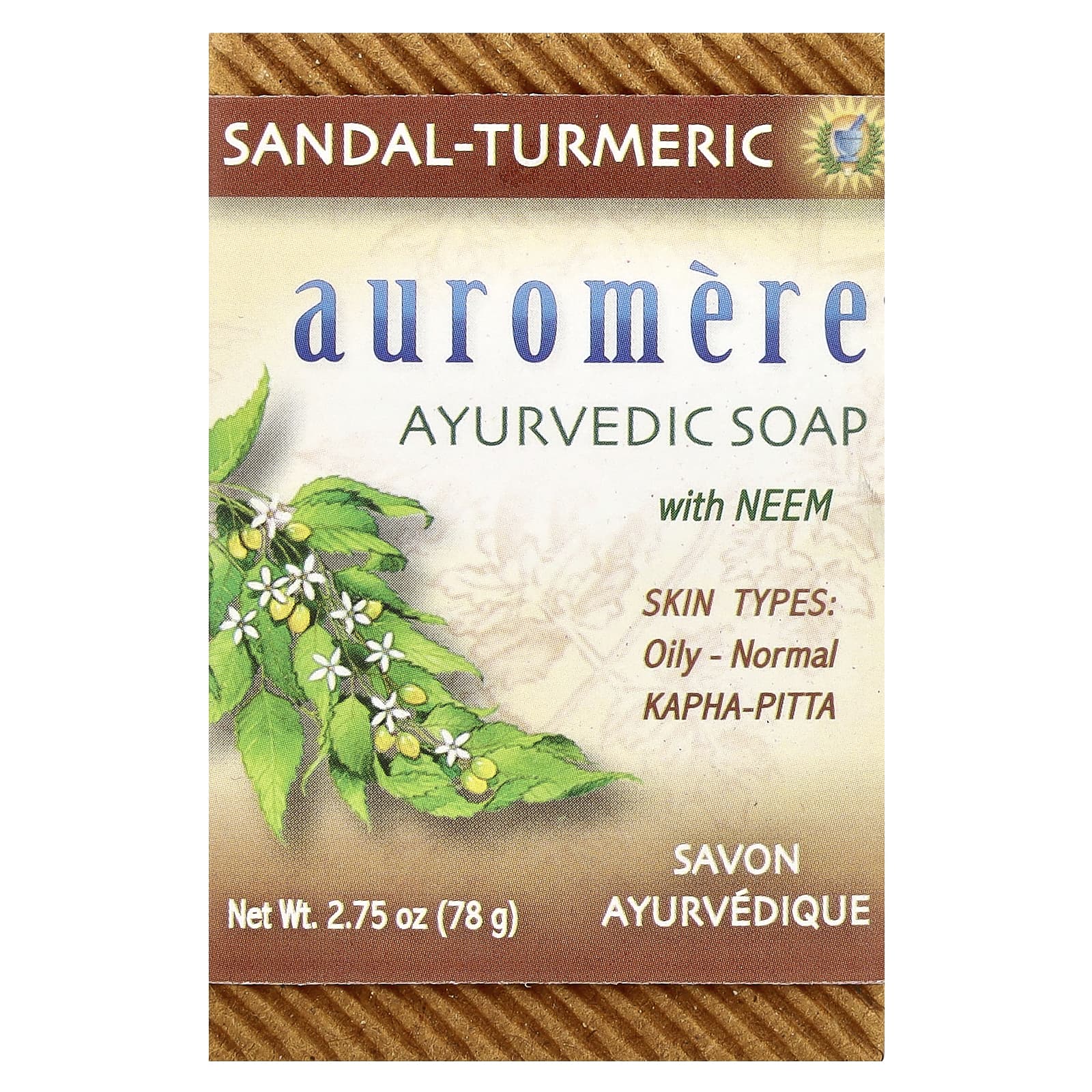 Куркума Auromere Ayurvedic Bar Soap with Neem Sandal-, 78 г — фото 2